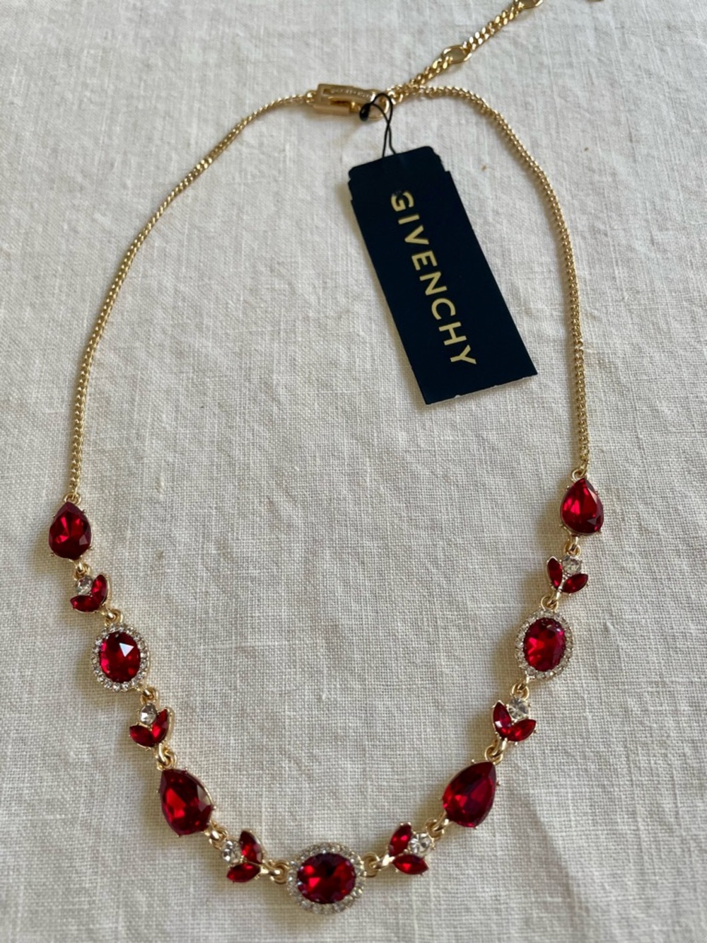 NWT Givenchy Red Crystal Gold-Tone Necklace